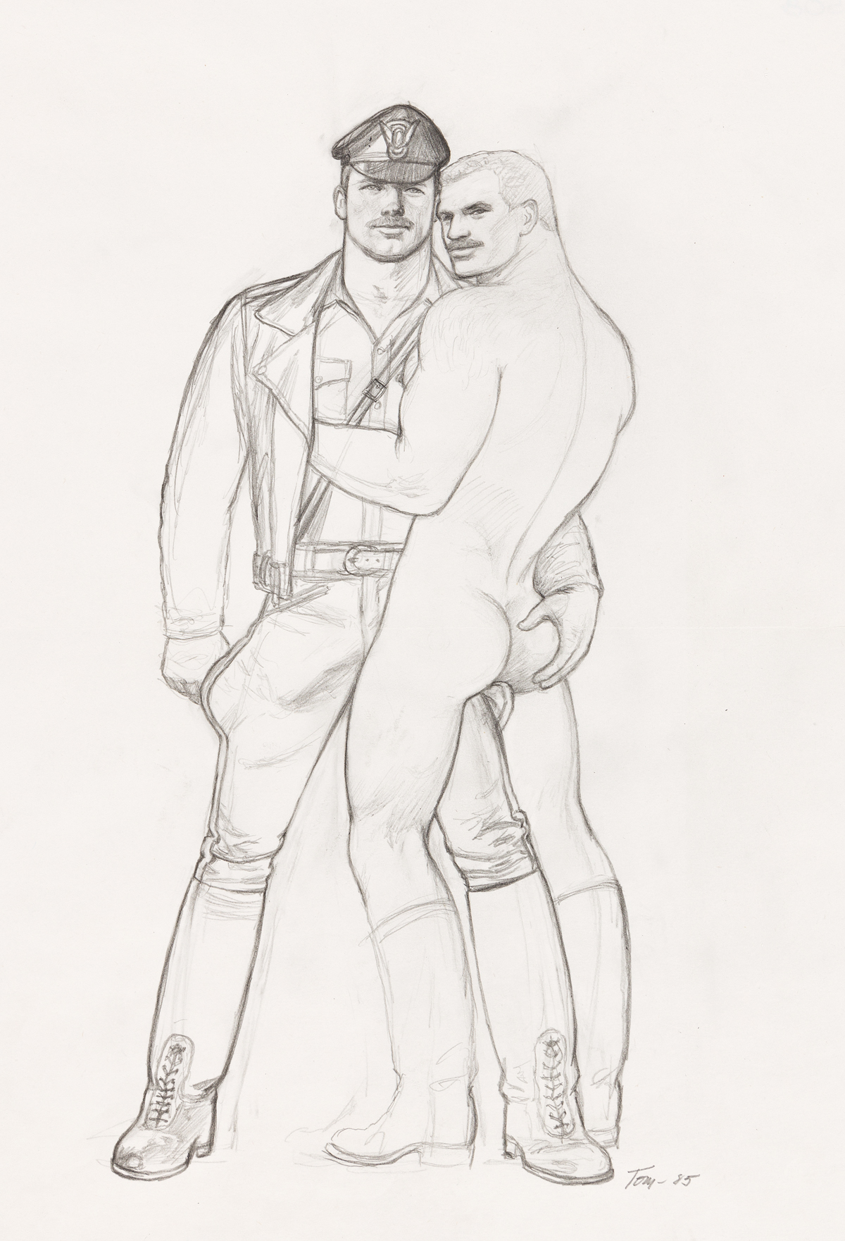 TOM OF FINLAND (1920-1991) Untitled (preparatory sketch of two men standing).
